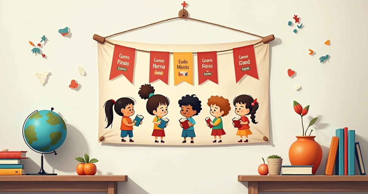 Cartaz mostrando diversidade cultural em sala de aula 