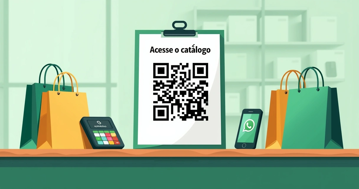Cartaz com QR code para catálogo na loja 
