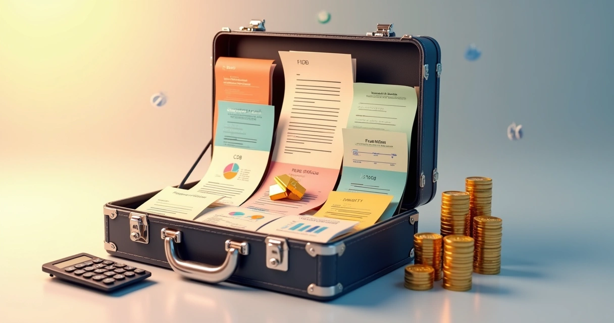 Carteira de investimentos diversificada com diferentes ativos 