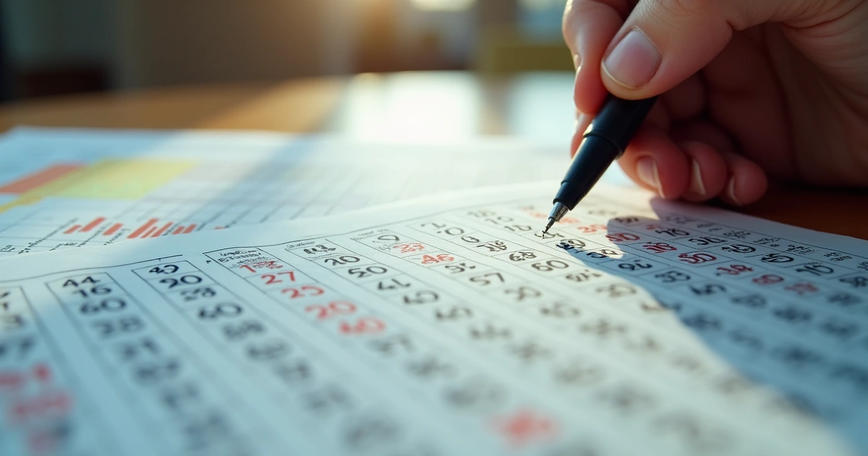 Exemplo de cartela de Lotofácil com dezenas marcadas em matriz 