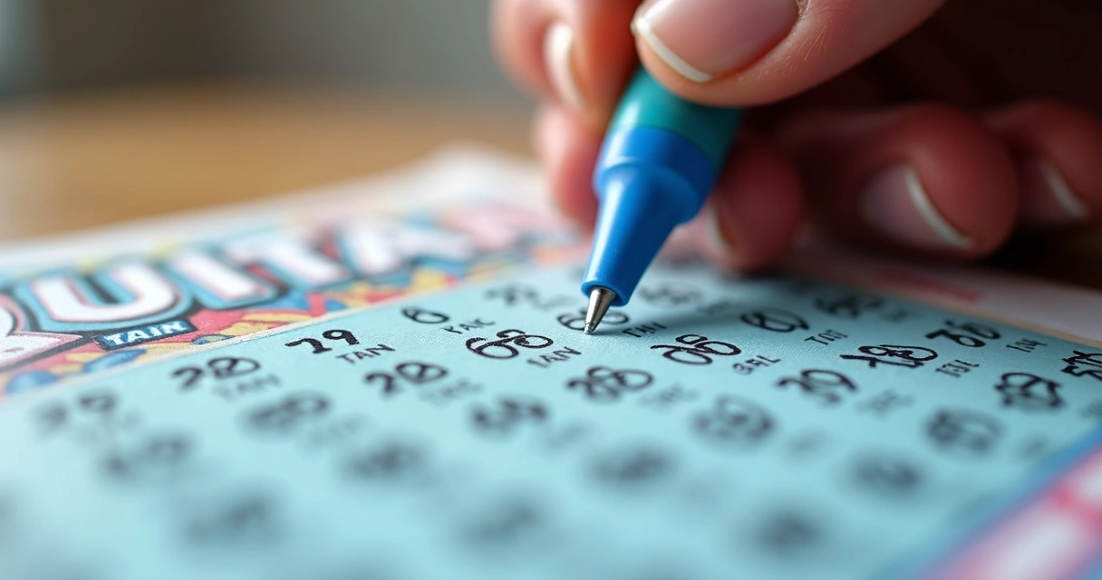 Cartela colorida da Quina com números marcados a caneta 