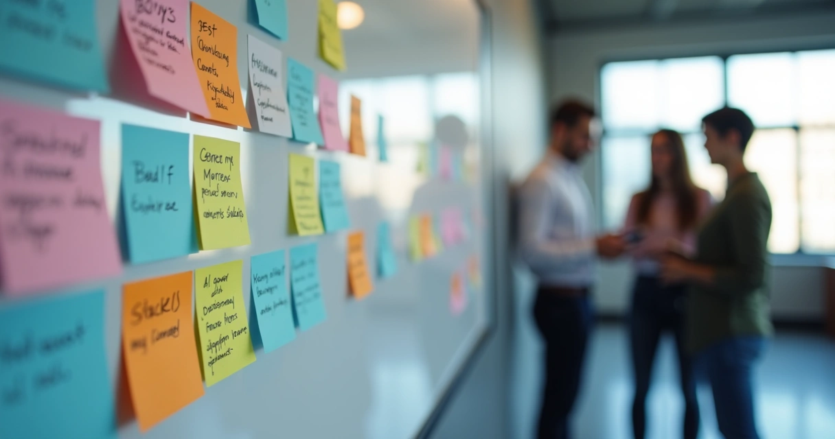 Cartões de Kanban em quadro administrativo 