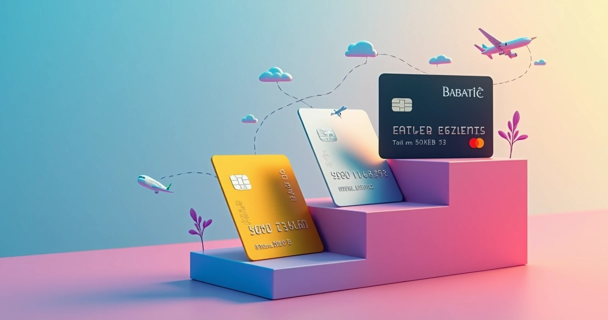 Desenho mostrando três cartões: gold, platinum, black, em escada 