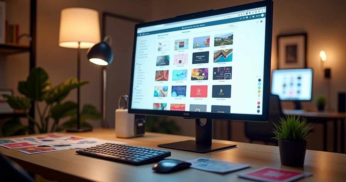 Loja virtual mostrando cartões de visita e opções de personalização 