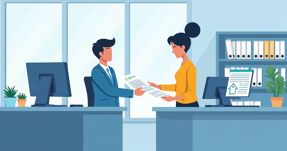 Entrega de documentos de regularização de imóvel no balcão do cartório 