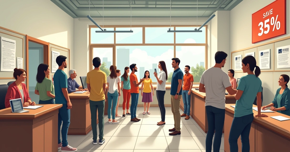 Cartório de registro de imóveis com filas e atendimento 