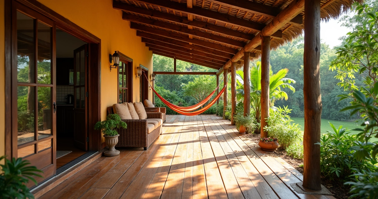 Casa mobiliada para família em Barreirinhas, com varanda, rede e jardim tropical 