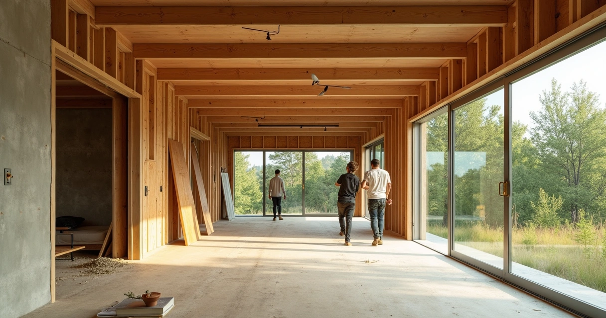 Casa moderna com paredes de biocompósito de cânhamo 