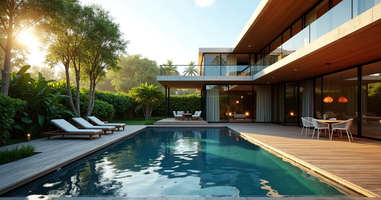 Casa moderna com piscina cristalina em área externa ampla e iluminada em Campinas 