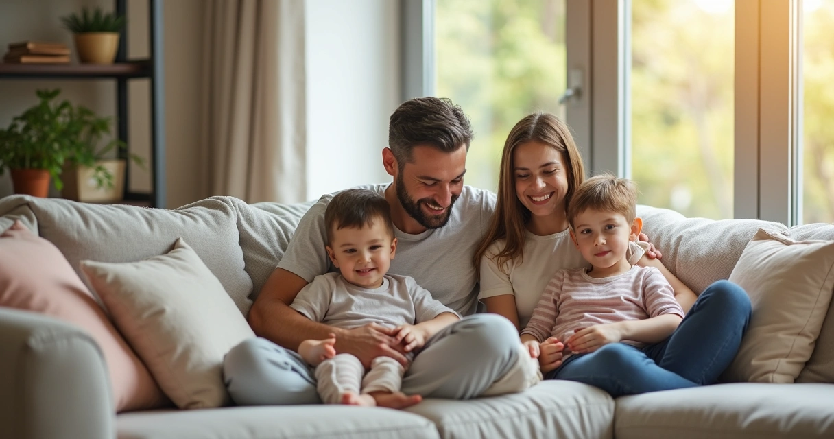 Ambiente familiar harmonioso e calmo após meditação