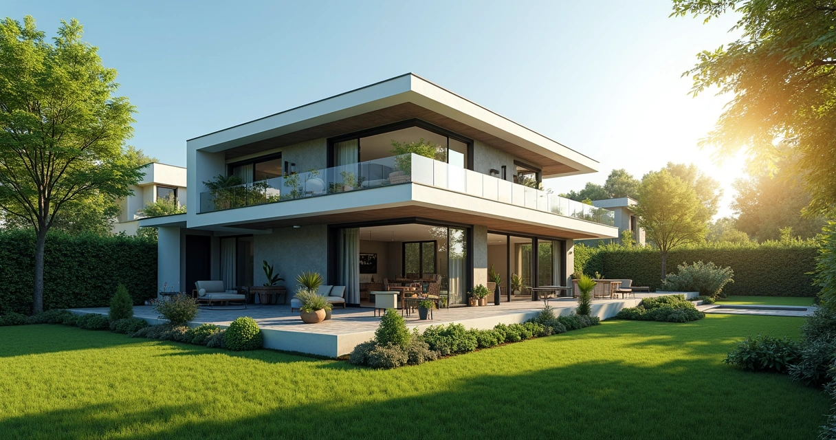 Casa mostrando incidência de sol nas diferentes faces durante o dia 