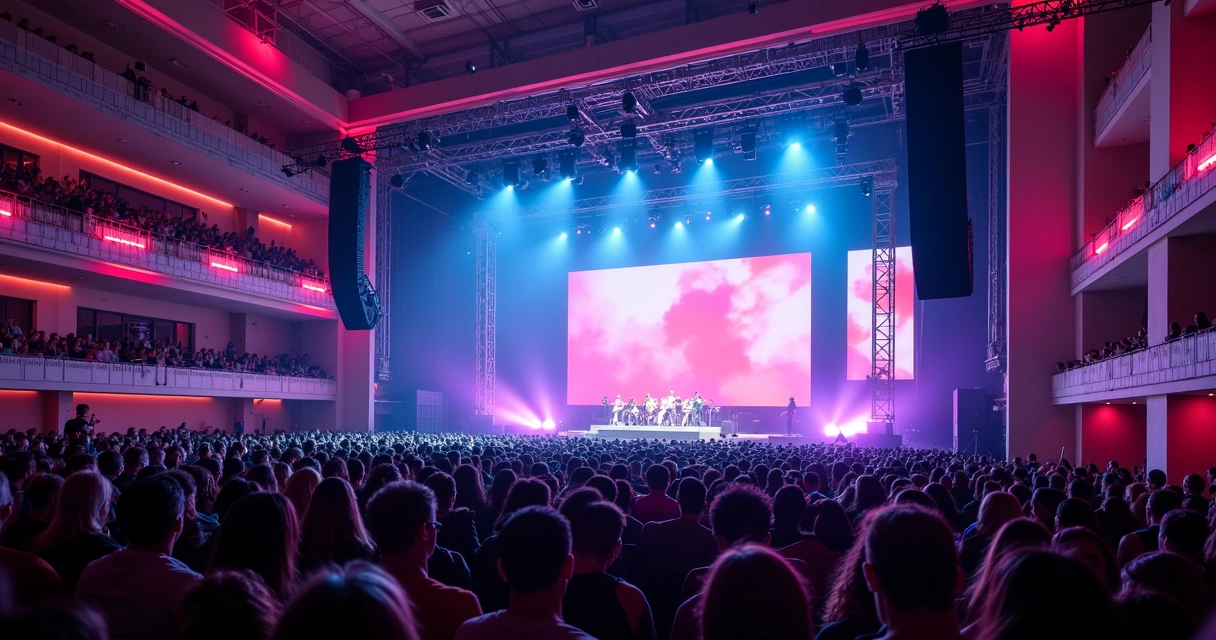 Palco iluminado em casa de show de Orlando 