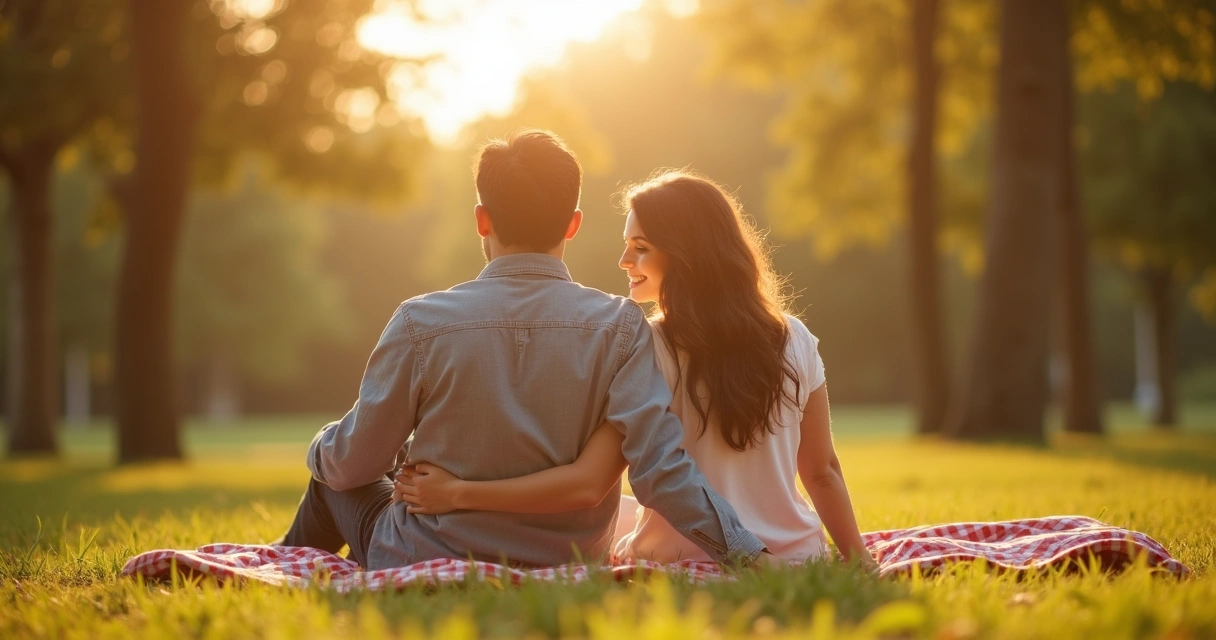 Casal abraçados sob a luz do sol 