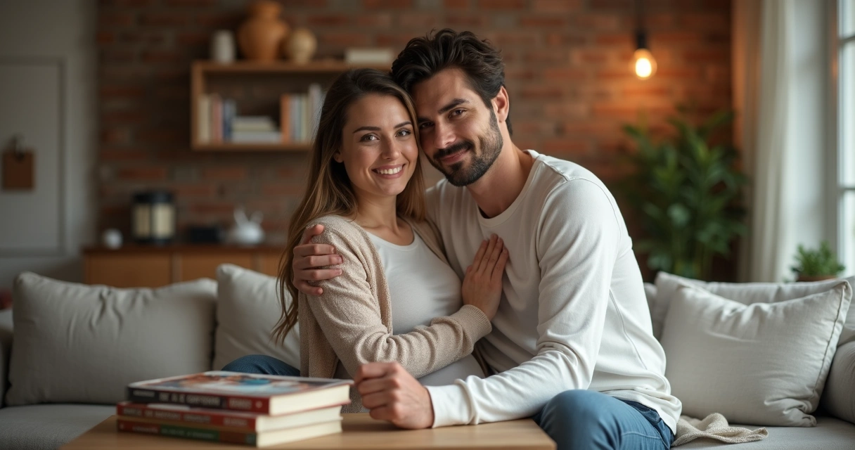Casal abraçado com esperança após reversão da vasectomia