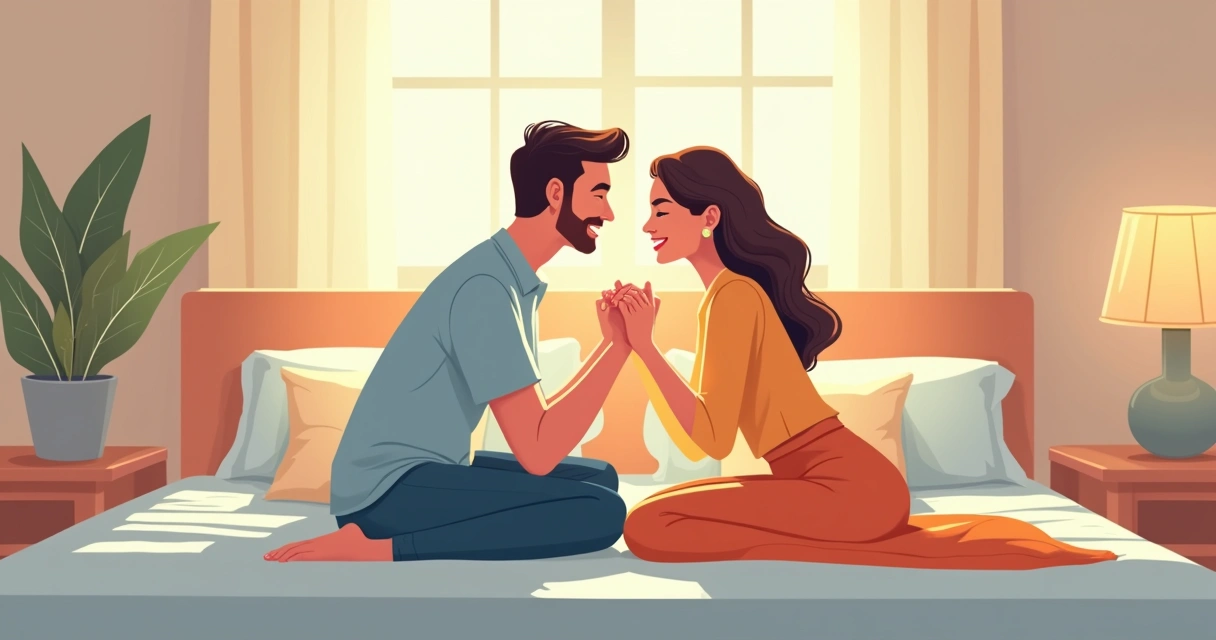 Casal abraçado deitado na cama juntos