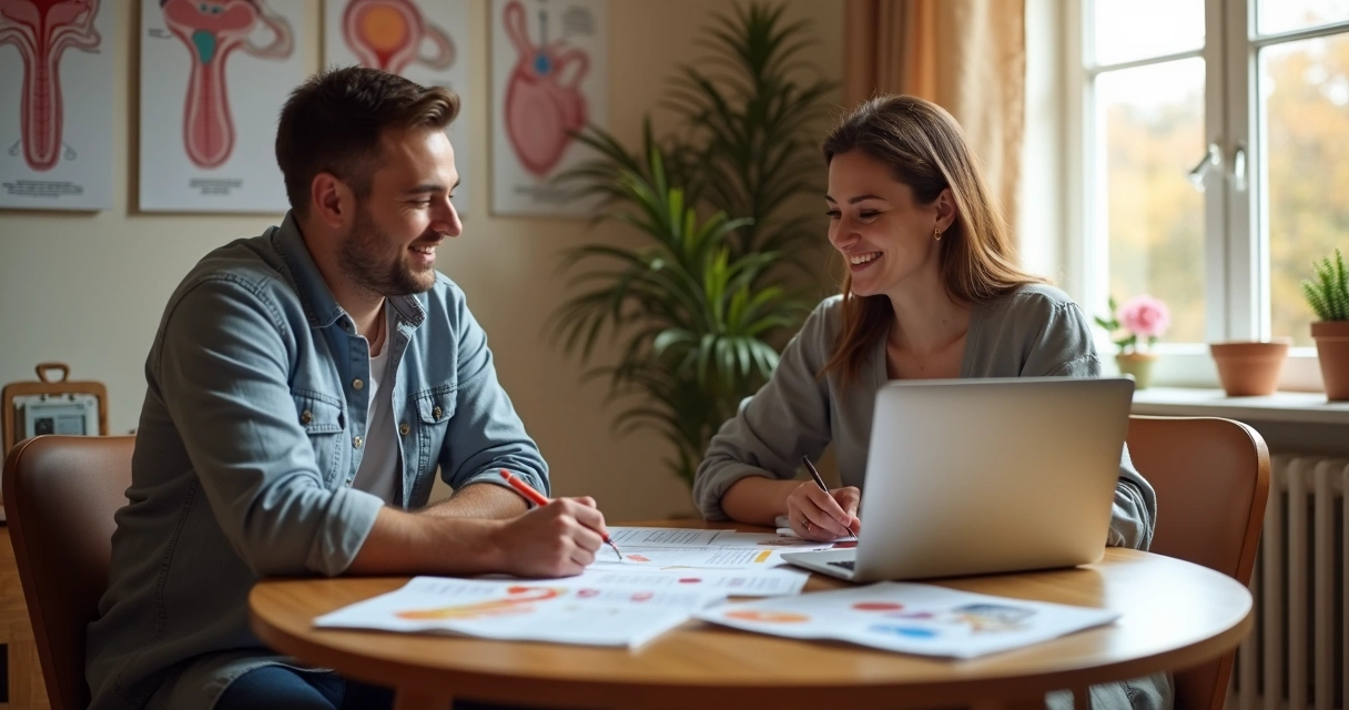 Casal planejando métodos contraceptivos masculinos
