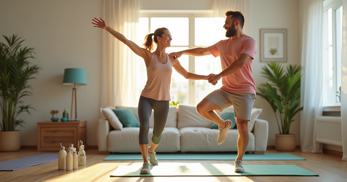 Casal fazendo exercícios físicos juntos 