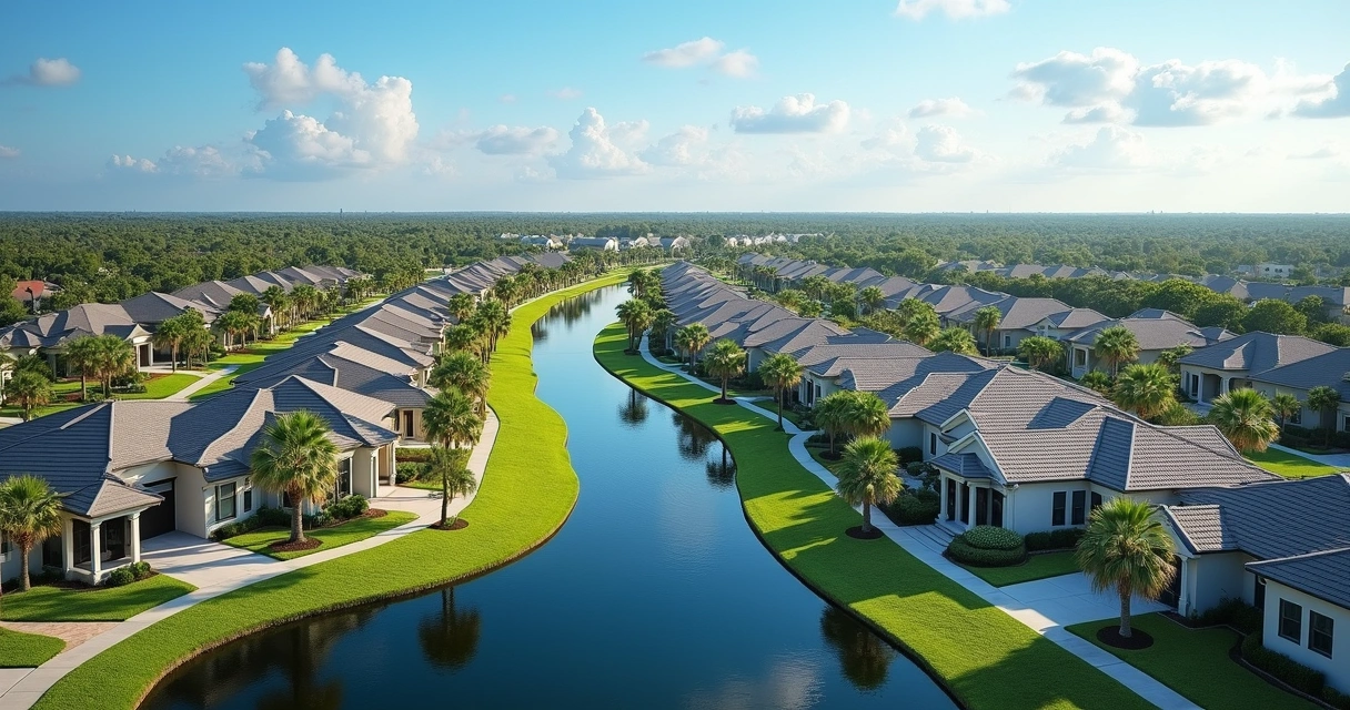 Casas residenciais modernas alinhadas na Flórida 