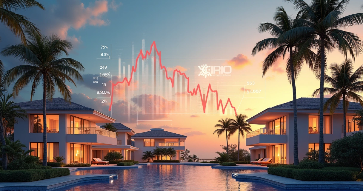 Luxury homes in Florida with an exchange rate graph in the background 