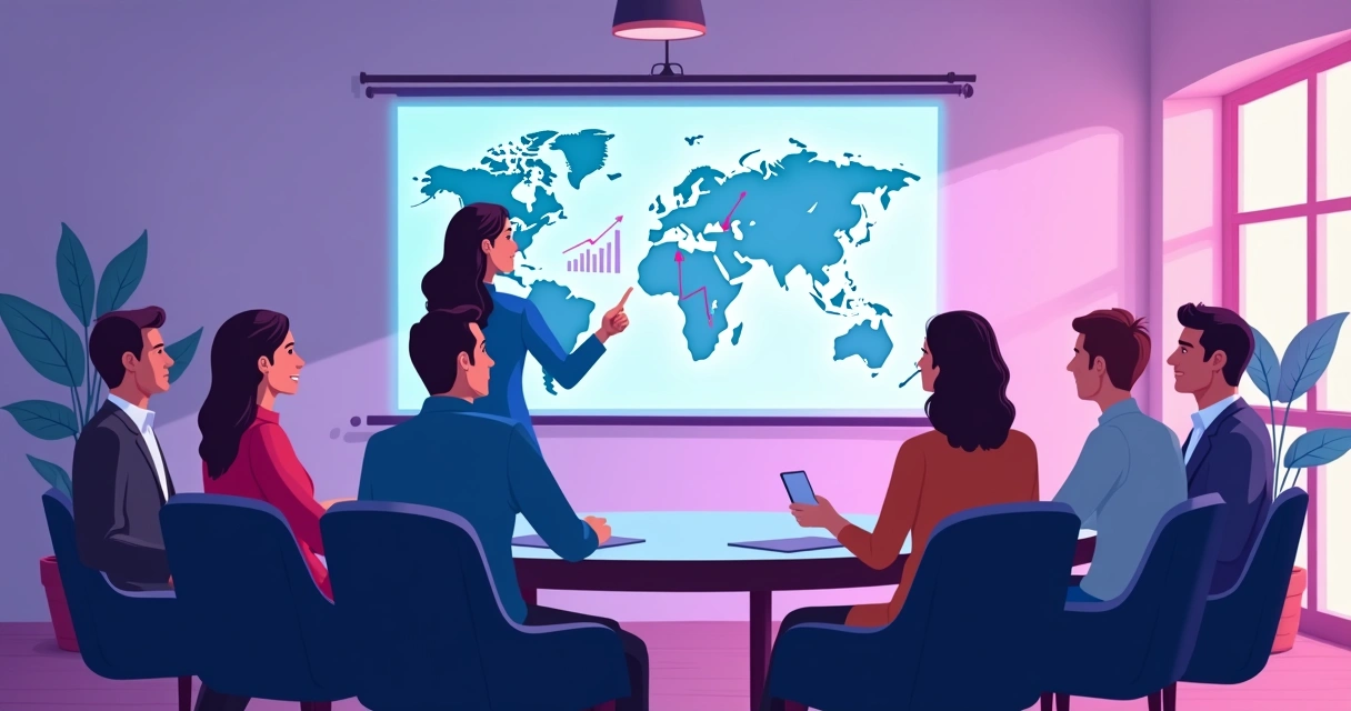 Case de sucesso apresentado em reunião com projector 