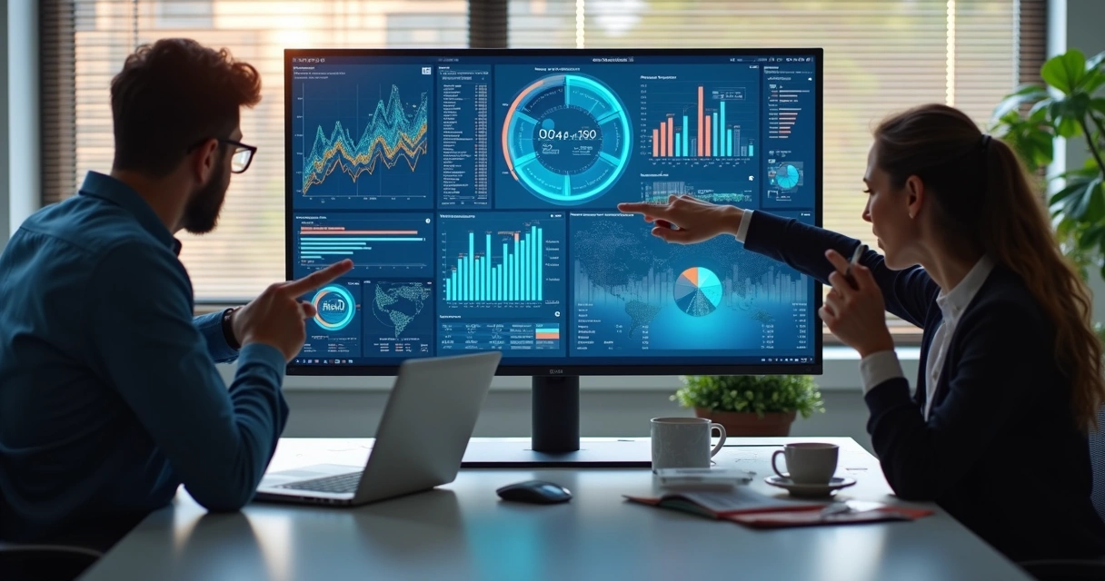 Equipe de e-commerce analisando IA em vendas 