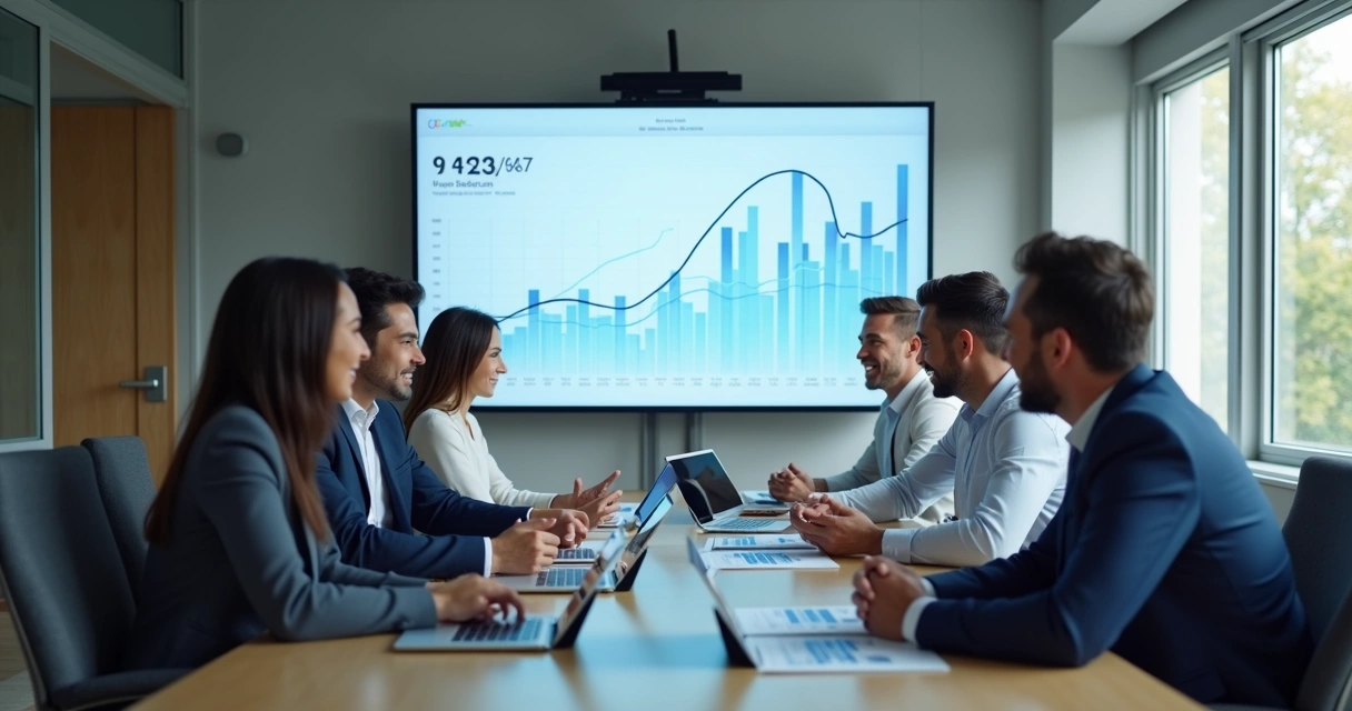 Reunião destacando crescimento após BI 