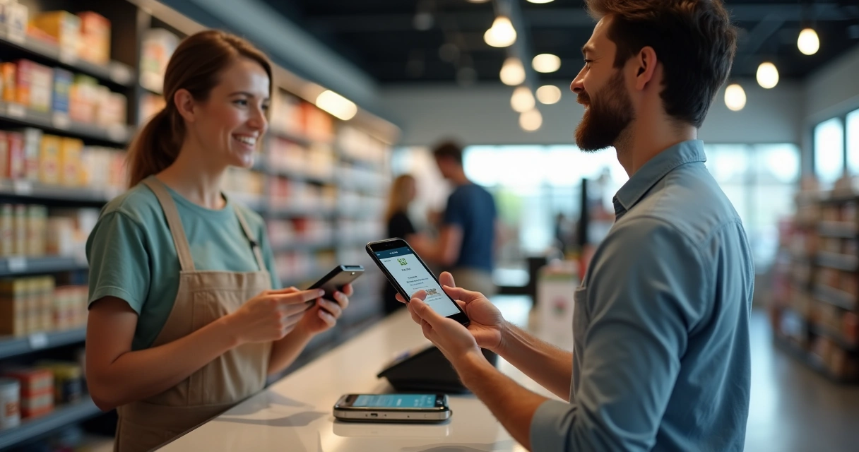 Cliente recebendo cashback após uma compra 