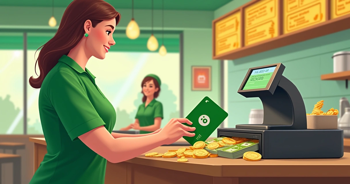 Ilustração de cashback retornando para o caixa do restaurante 