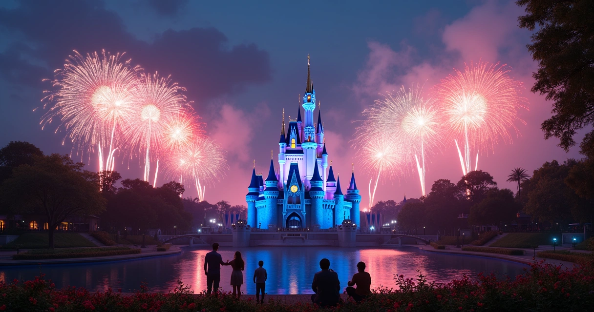 Castelo da Cinderela iluminado à noite no Magic Kingdom 