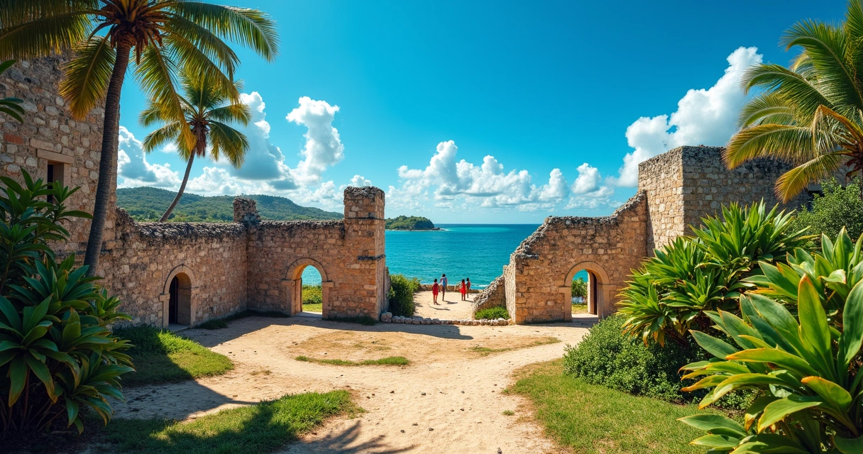 Exterior do castelo medieval na Praia do Forte