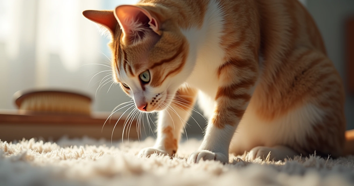 Cat with missing fur patch and excessive grooming behavior