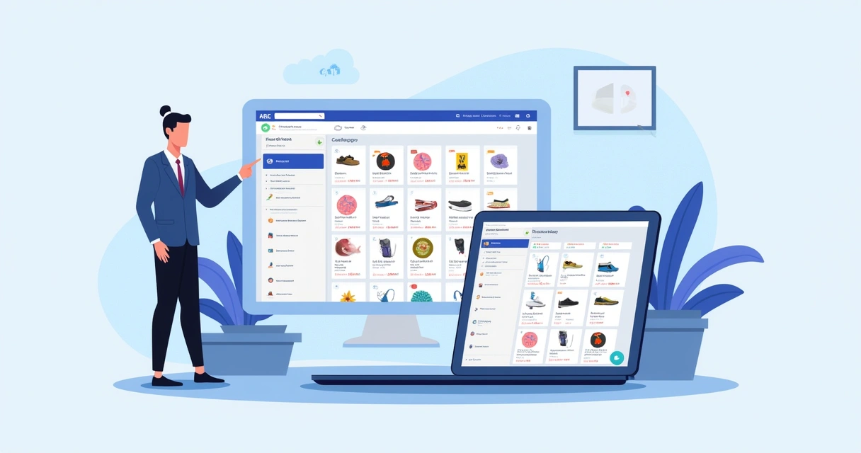 Interface digital de um catálogo B2B com várias categorias de produtos