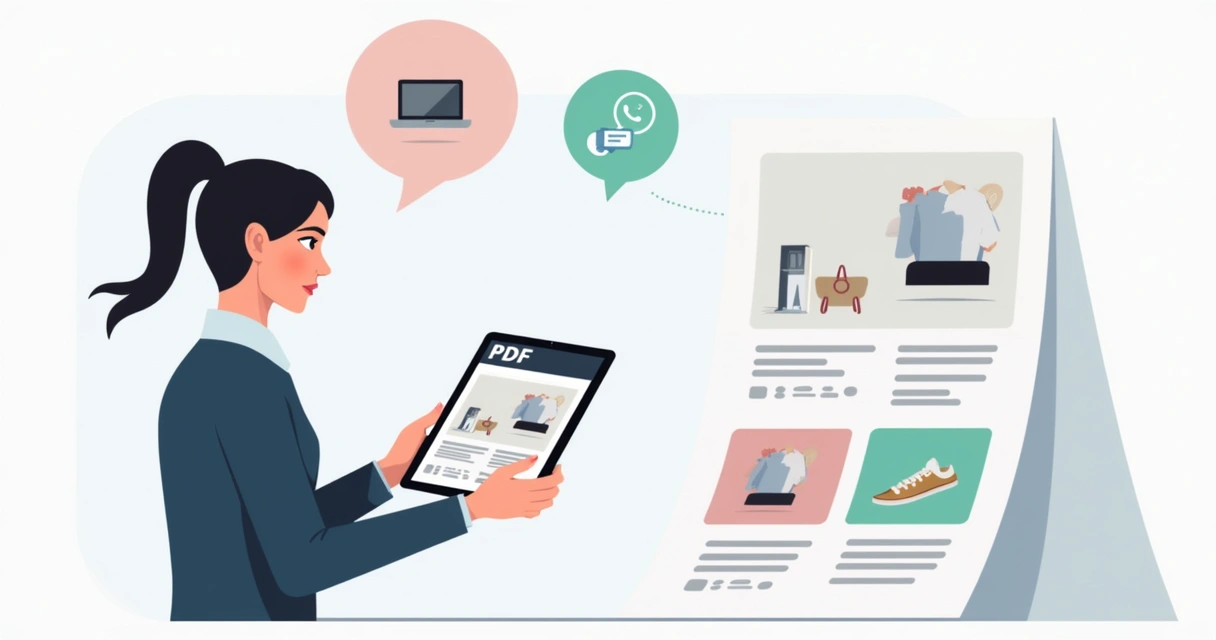 Catálogo digital da loja ao lado de versão em PDF 