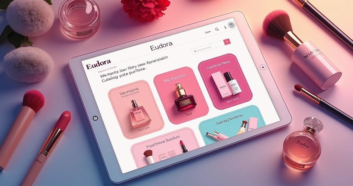 Catálogo digital personalizado da Eudora aberto em tablet 