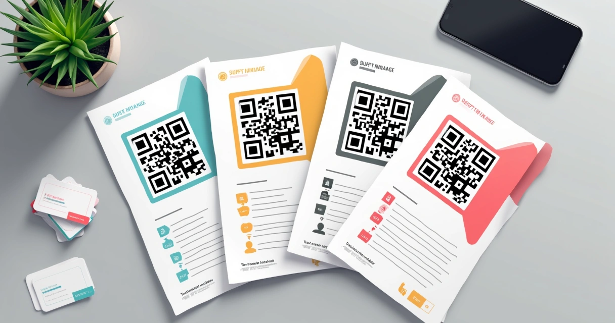 Folhetos de loja com QR code para catálogo digital em destaque 