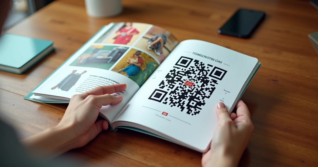 Arte impressa de catálogo com QR Code para loja virtual 