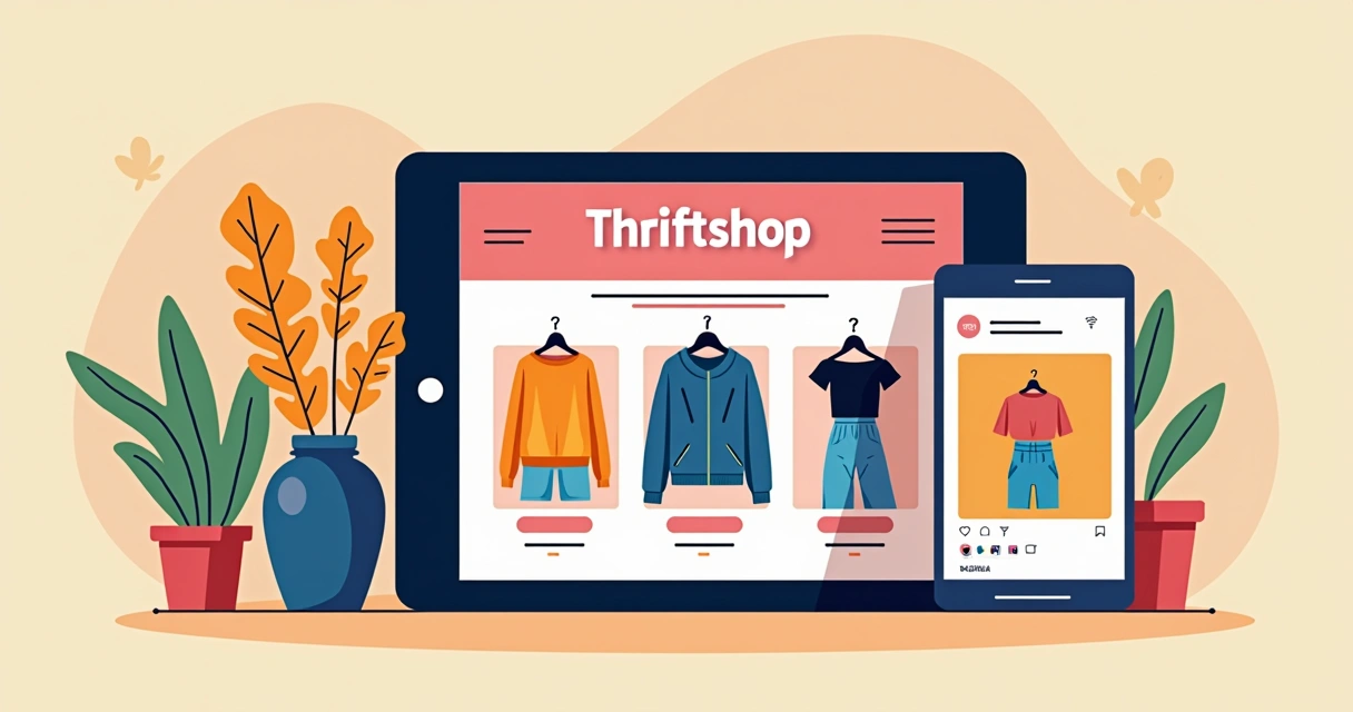 Catálogo digital de brechó com identidade visual forte 