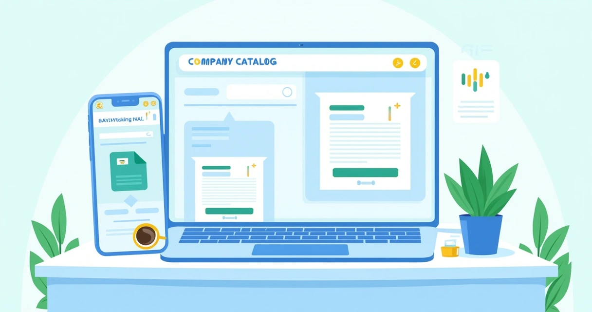 Gerador digital de catálogo mostrando catálogo em PDF e link de pedidos