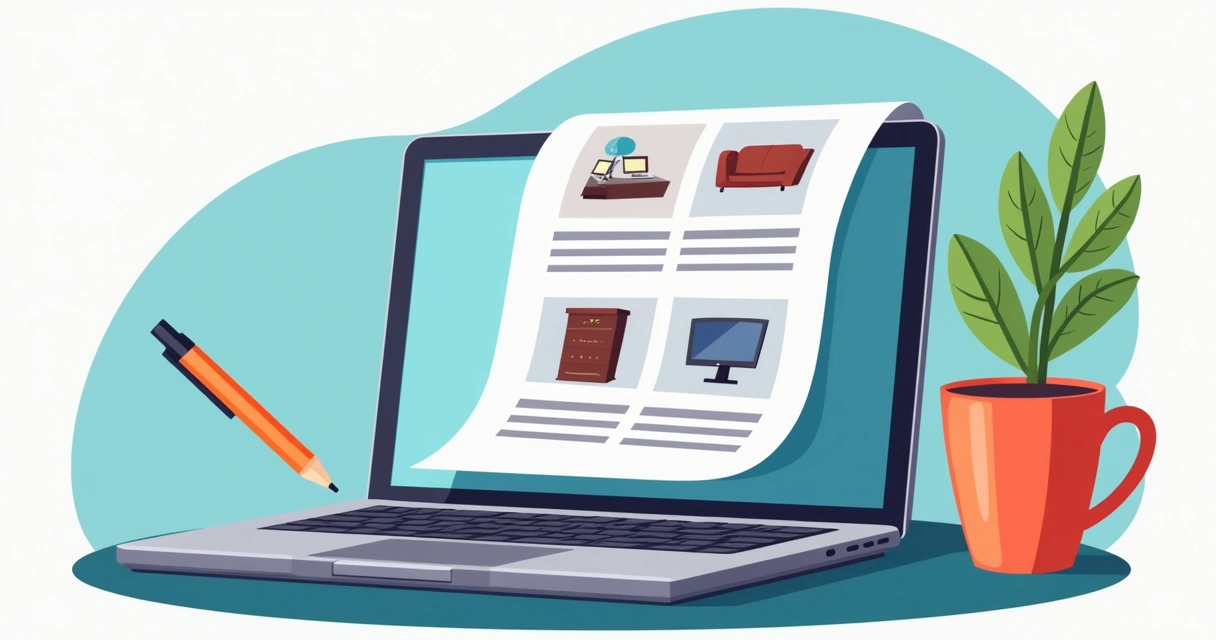 Catálogo digital em PDF aberto no notebook de um vendedor