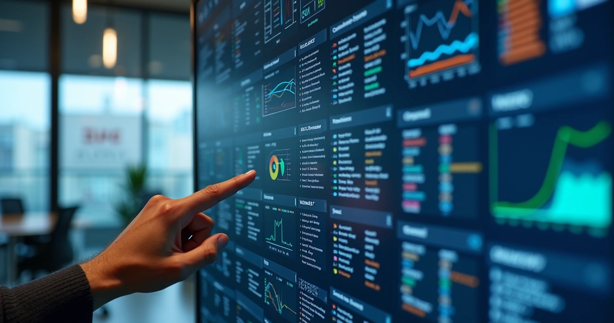 Painel digital mostrando catálogo de dados e metadata para governança