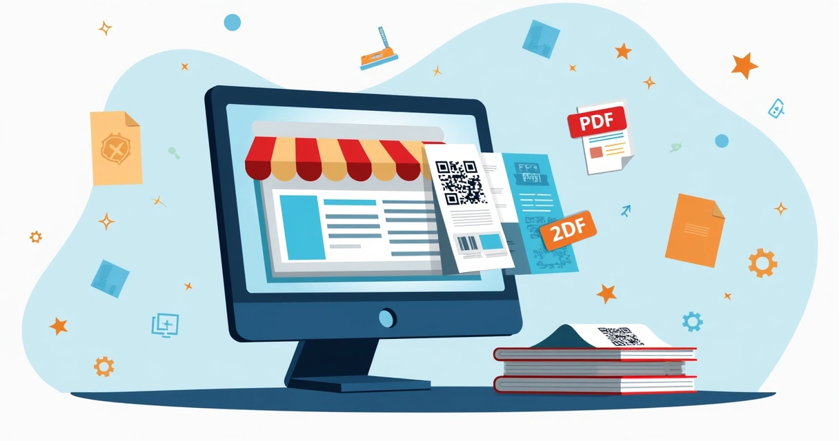 Tela de computador mostrando catálogo digital sendo convertido em PDF para compartilhamento 
