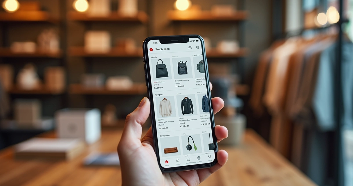 Catálogo digital de produtos aberto no celular 