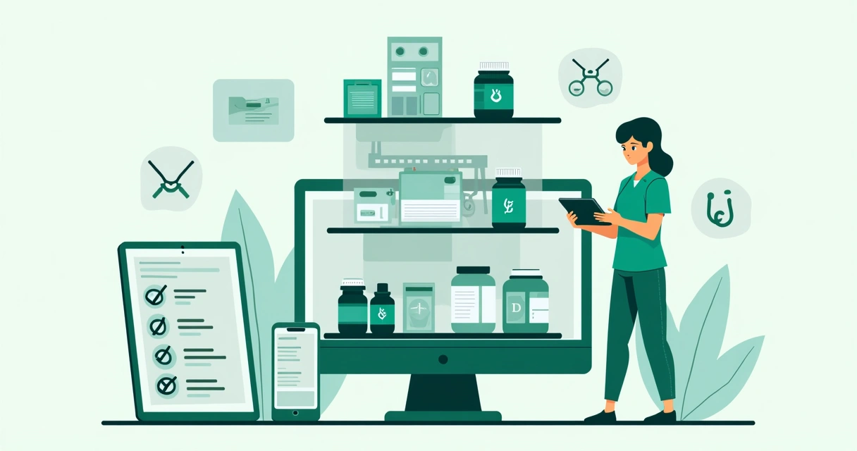 Catálogo de medicamentos variados em perfil digital de farmácia 