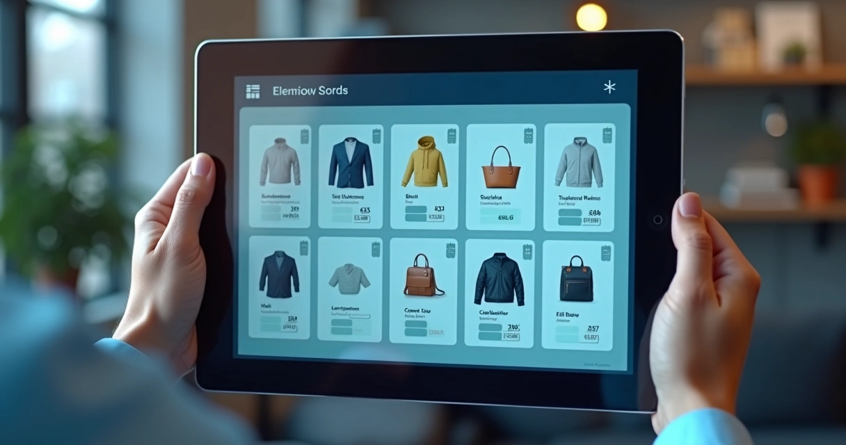 Catálogo digital de uma loja virtual com diversos produtos organizados