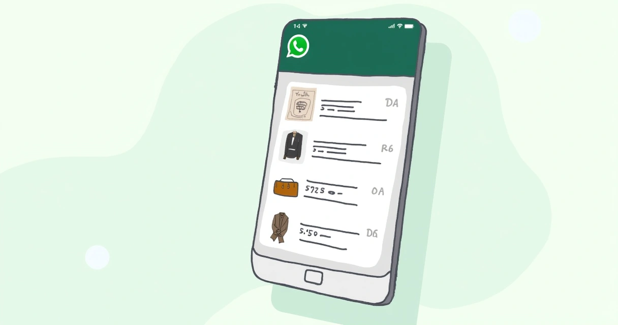 Catálogo de produtos exibido na tela do WhatsApp Business 