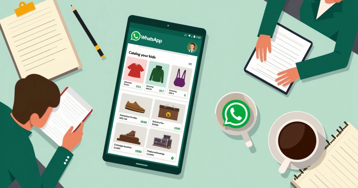 Catálogo de produtos no WhatsApp Business, organizado por fotos e preços 