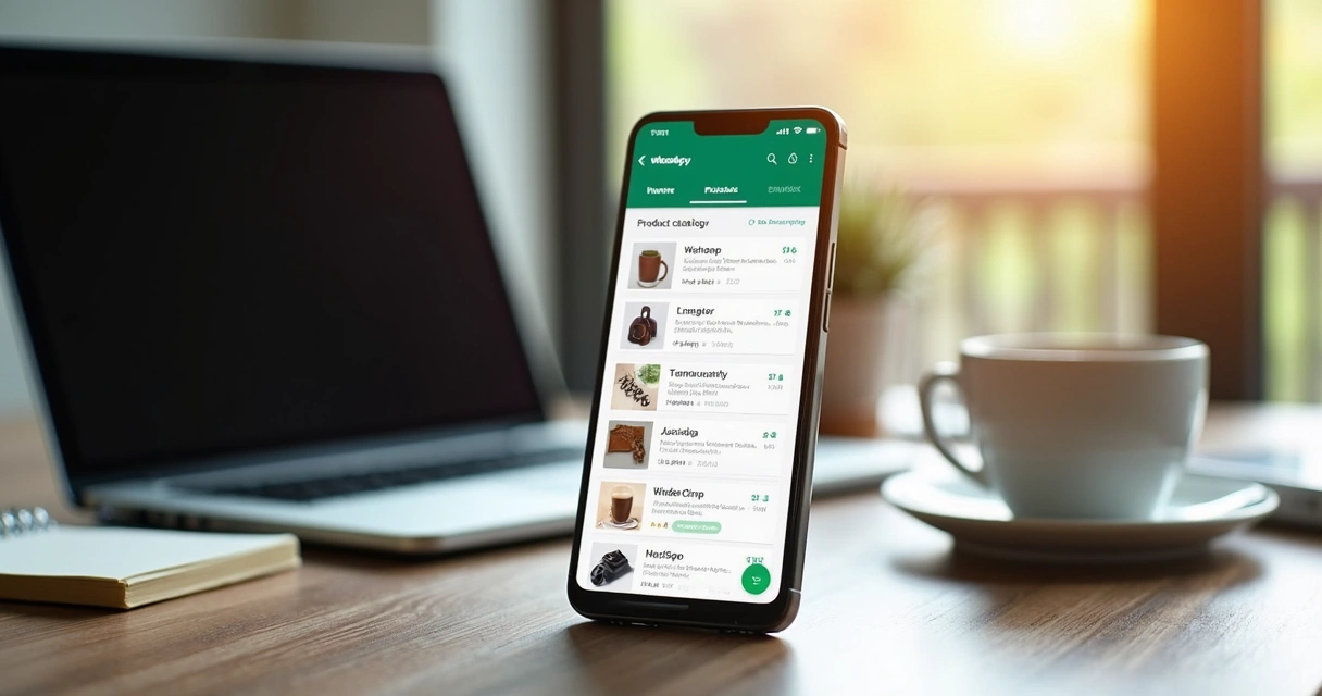 Catálogo de produtos organizado em lista no WhatsApp Business 