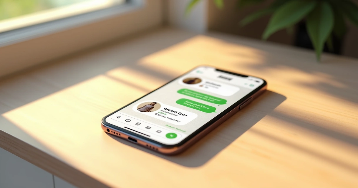 Catálogo de produtos em tela de smartphone com interface de WhatsApp 