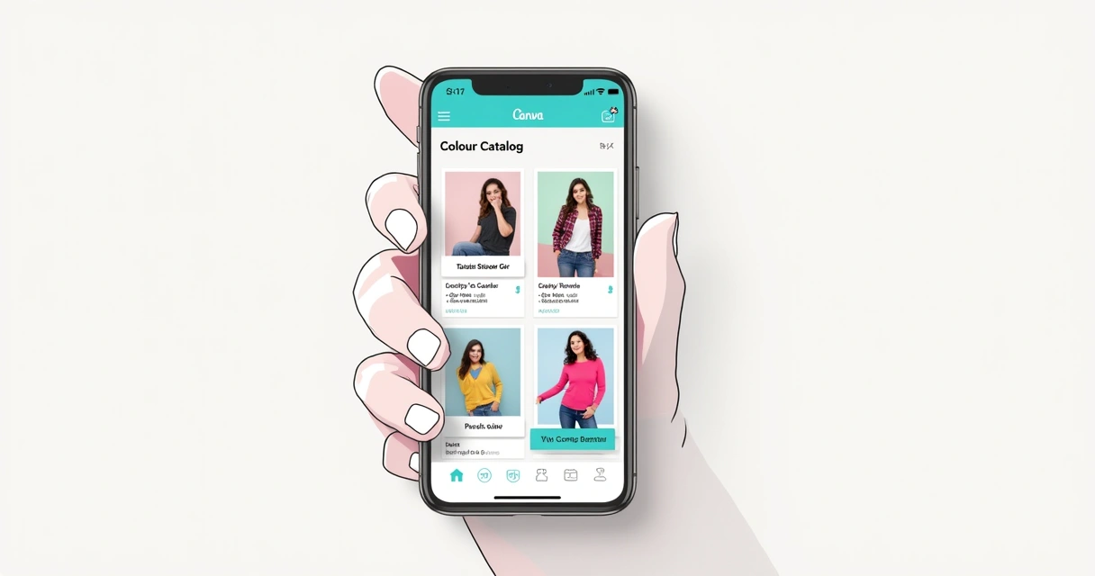 Modelo de catálogo de roupas no Canva