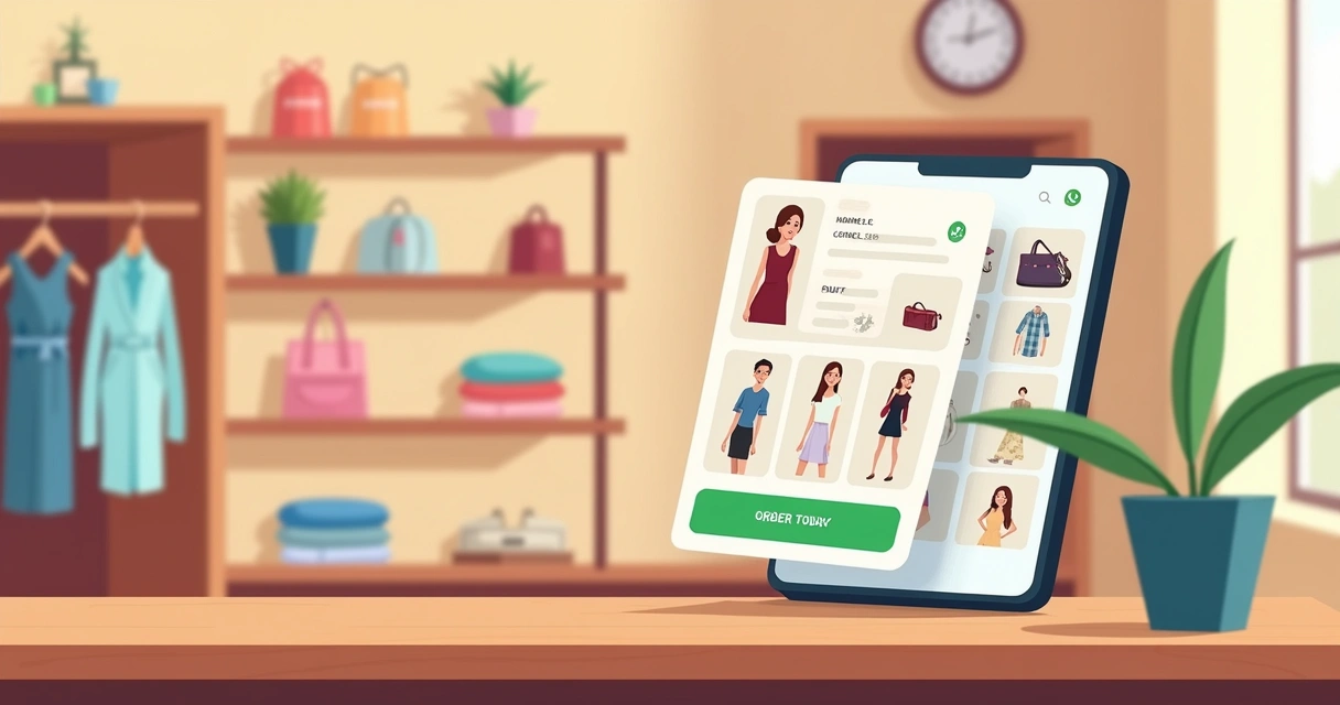 Vitrine de catálogo no celular com botão do WhatsApp 